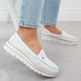 Mocasines de cuero abierto en la plataforma blanca Filippo DP7006 blanco 5