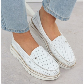 Mocasines de cuero abierto en la plataforma blanca Filippo DP7006 blanco 6