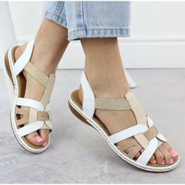 Comfort Sandalias para mujeres insertadas en borras blancas Rieker 65918-81 blanco 4