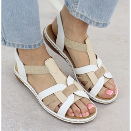 Comfort Sandalias para mujeres insertadas en borras blancas Rieker 65918-81 blanco 6