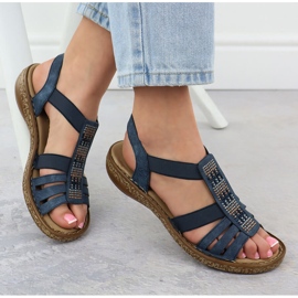 Sandalias femeninas con azul marino Rieker 628g7-14 4