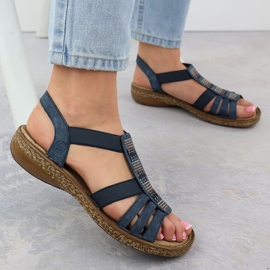 Sandalias femeninas con azul marino Rieker 628g7-14 6