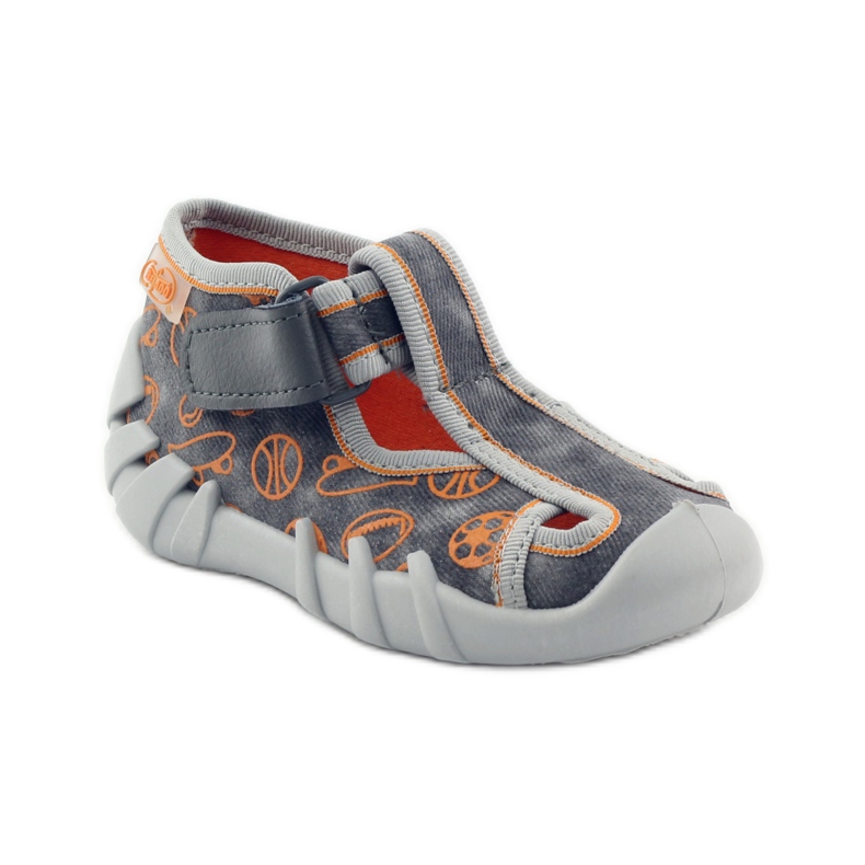 Befado zapatos infantiles zapatillas 190p082 gris naranja 1