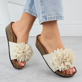 Flip de mujer: flores beige de cuñas de Potocki GN17300 4