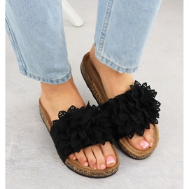Zapatillas para mujeres con flores Potocki negro GN17301 6