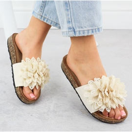 Chanclas para mujeres con flores beige potocki gn17301 4