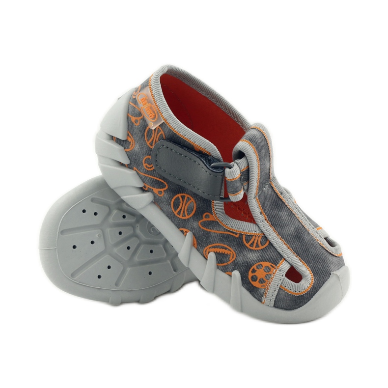 Befado zapatos infantiles zapatillas 190p082 gris naranja 3