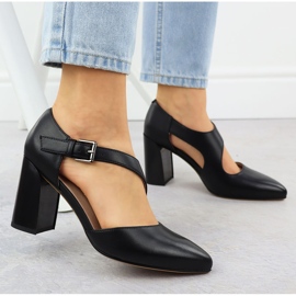 Bombas de cuero en los zapatos de pilares con Strip Black Vinceza 91133 negro 5