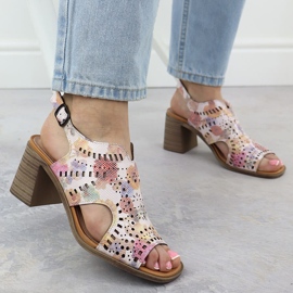 Sandalias para mujeres para mujeres con flores Jezzi 24125 rosado 4
