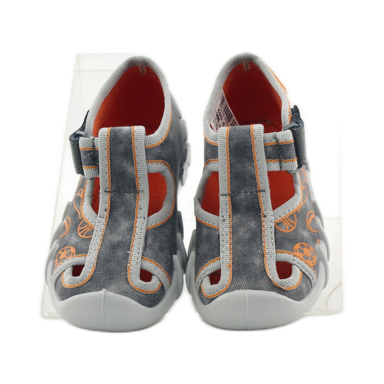 Befado zapatos infantiles zapatillas 190p082 gris naranja 4