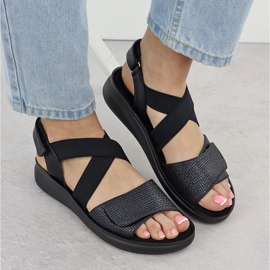 Sandalias cómodas para mujeres para velcro negro jezzi 24142 5