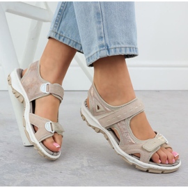Sandalias deportivas para mujeres con polvo rosa Rieker 68866-31 rosado 3