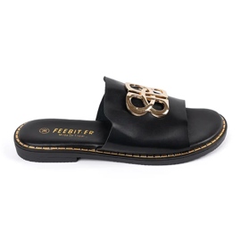 Chanclas de mujer negras con decoración. negro 4