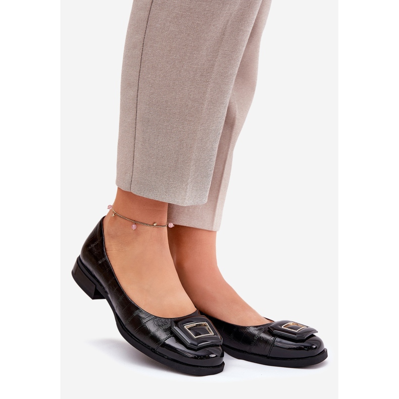 S.Barski Ballerinas de cuero con decoración MK51-059 Negro 1