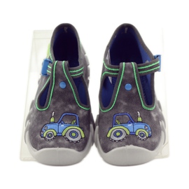Pantuflas niño Befado 110p316 tractor azul gris verde 4