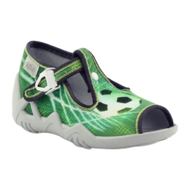 Zapatos infantiles befado, pantuflas 217p093 verde con pelota 1