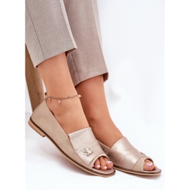 Ballerinas elegantes de cuero con dedos desnudos Zazoo 1865 beige 6