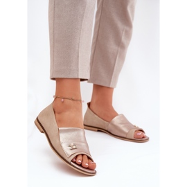 Ballerinas elegantes de cuero con dedos desnudos Zazoo 1865 beige 2