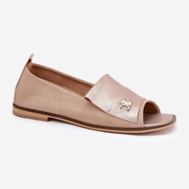 Ballerinas elegantes de cuero con dedos desnudos Zazoo 1865 beige 4