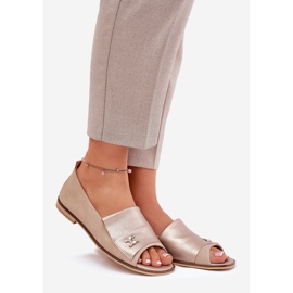 Ballerinas elegantes de cuero con dedos desnudos Zazoo 1865 beige 1