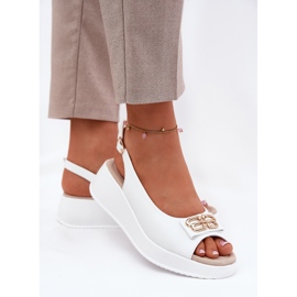 S.Barski Sandalias de cuero para mujeres con detalle decorativo S. Barski LR51-593 White blanco 5