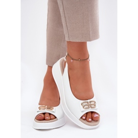 S.Barski Sandalias de cuero para mujeres con detalle decorativo S. Barski LR51-593 White blanco 3