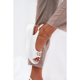 S.Barski Sandalias de cuero para mujeres con detalle decorativo S. Barski LR51-593 White blanco 6