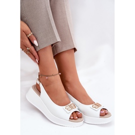 S.Barski Sandalias de cuero para mujeres con detalle decorativo S. Barski LR51-593 White blanco 7