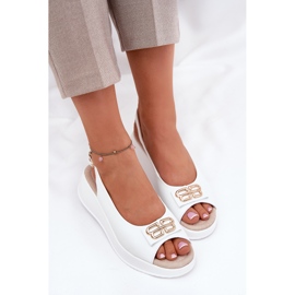 S.Barski Sandalias de cuero para mujeres con detalle decorativo S. Barski LR51-593 White blanco 8