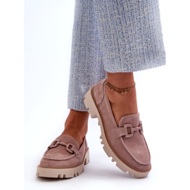 S.Barski Mocasines para mujeres de cuero de gamuza con decoración TW117 rosa rosado 2
