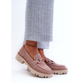 S.Barski Mocasines para mujeres de cuero de gamuza con decoración TW117 rosa rosado 1