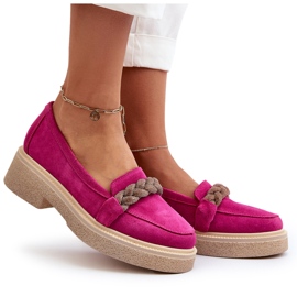 Zazoo 3429/W mocasines de cuero de gamuza para mujeres con un adorno de fucsia rosa 4