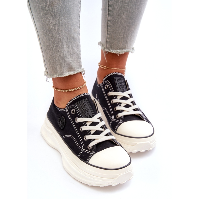 Zapatillas de deporte femeninas en la enorme suela Big Star NN274125 Negro 3