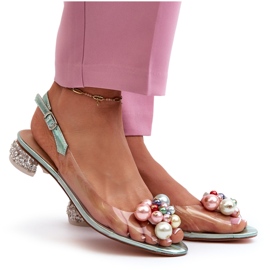 S.Barski Sandalias Tacón Bajo Transparente Con Decoración Verde D&A MR38-368 5 S.Barski Sandalias Tacón Bajo Transparente Con Decoración Verde D&A MR38-368 5