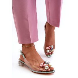 S.Barski Sandalias Tacón Bajo Transparente Con Decoración Verde D&A MR38-368 1 S.Barski Sandalias Tacón Bajo Transparente Con Decoración Verde D&A MR38-368 1