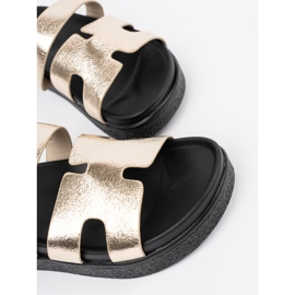 Goodin Sandalias clásicas en la plataforma de oro dorado 4