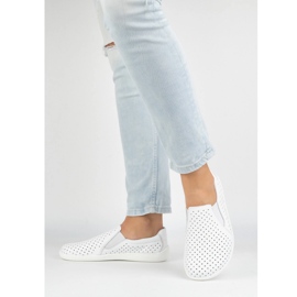 Cape de zapatos blancos Pollonus de cuero descalzo 5-1308-025 5
