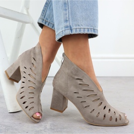 Toe de gamuza para mujeres Potocki gris 20318 botas de pura femenina para mujeres 4