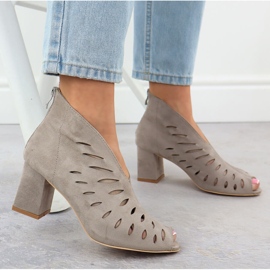 Toe de gamuza para mujeres Potocki gris 20318 botas de pura femenina para mujeres 5