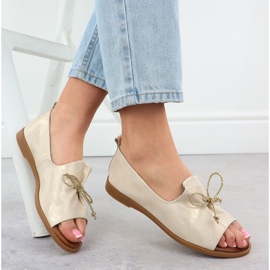 Cambell Zapatos de cuero con dedos desnudos Golden Camell SZ00656 dorado 4