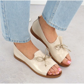 Cambell Zapatos de cuero con dedos desnudos Golden Camell SZ00656 dorado 5