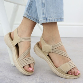 Sandalias para mujeres en la plataforma cómoda beige unisoft 8875 4