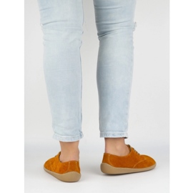 Pollonus de cuero para mujeres descalzo 5-1288-025 Velor amarillo 5