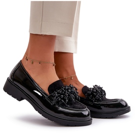 S.Barski Mocasines barnizados de mujeres S. Barski Hy369a negro con un adorno 5 S.Barski Mocasines barnizados de mujeres S. Barski Hy369a negro con un adorno 5