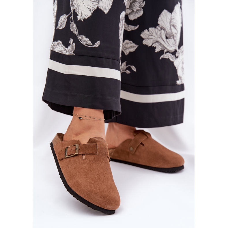 Flip de gamuza femenina -flops con Big Star RR274A387 Brown Hebilla marrón 2
