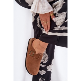 Flip de gamuza femenina -flops con Big Star RR274A387 Brown Hebilla marrón 5
