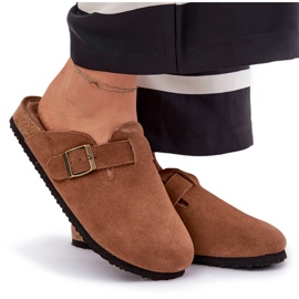 Flip de gamuza femenina -flops con Big Star RR274A387 Brown Hebilla marrón 9