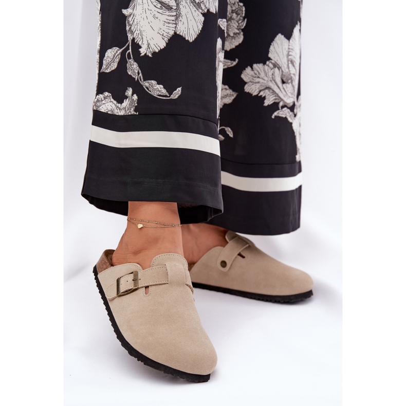 Big Star Flip de gamuza: las obstrucciones de las mujeres con una gran estrella RR274A385 Beige Hebilla 2