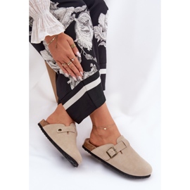 Big Star Flip de gamuza: las obstrucciones de las mujeres con una gran estrella RR274A385 Beige Hebilla 7