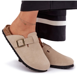Big Star Flip de gamuza: las obstrucciones de las mujeres con una gran estrella RR274A385 Beige Hebilla 9